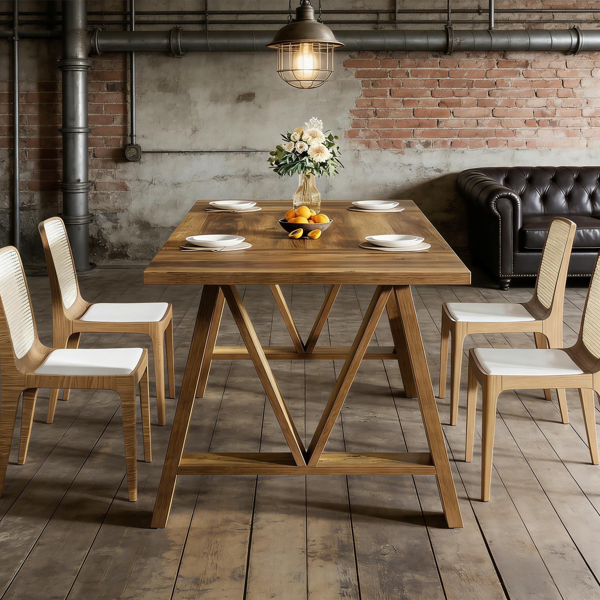 Dining Table, Rectangular Wooden Kitchen Table For 4-6_voghion.com